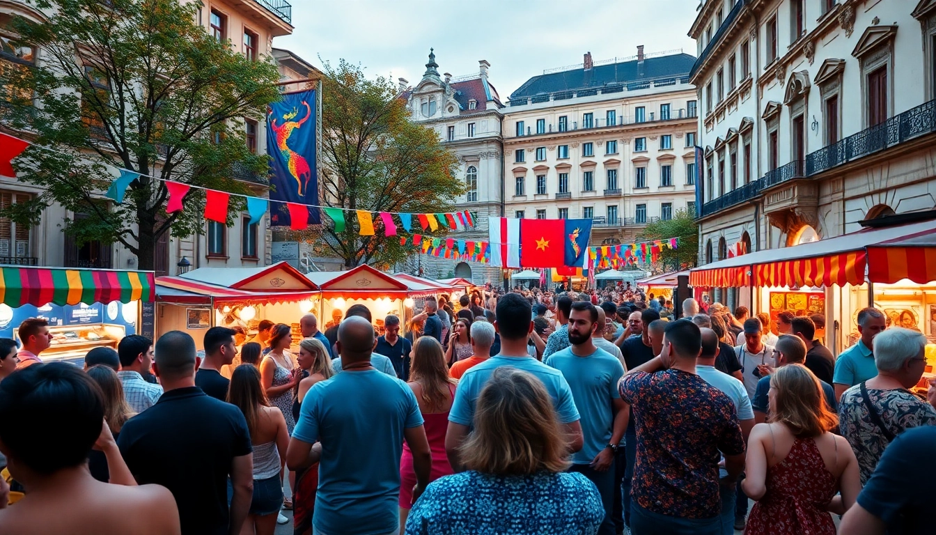 Participanți la evenimente bucurești dansând și bucurându-se de atmosfera festivă.