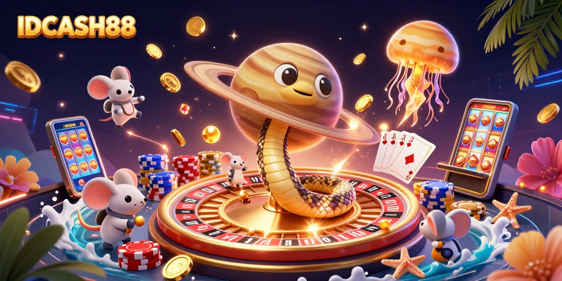 Experience thrilling gameplay with IDCASH88, as astronaut mice bet on a roulette wheel themed around Saturn.