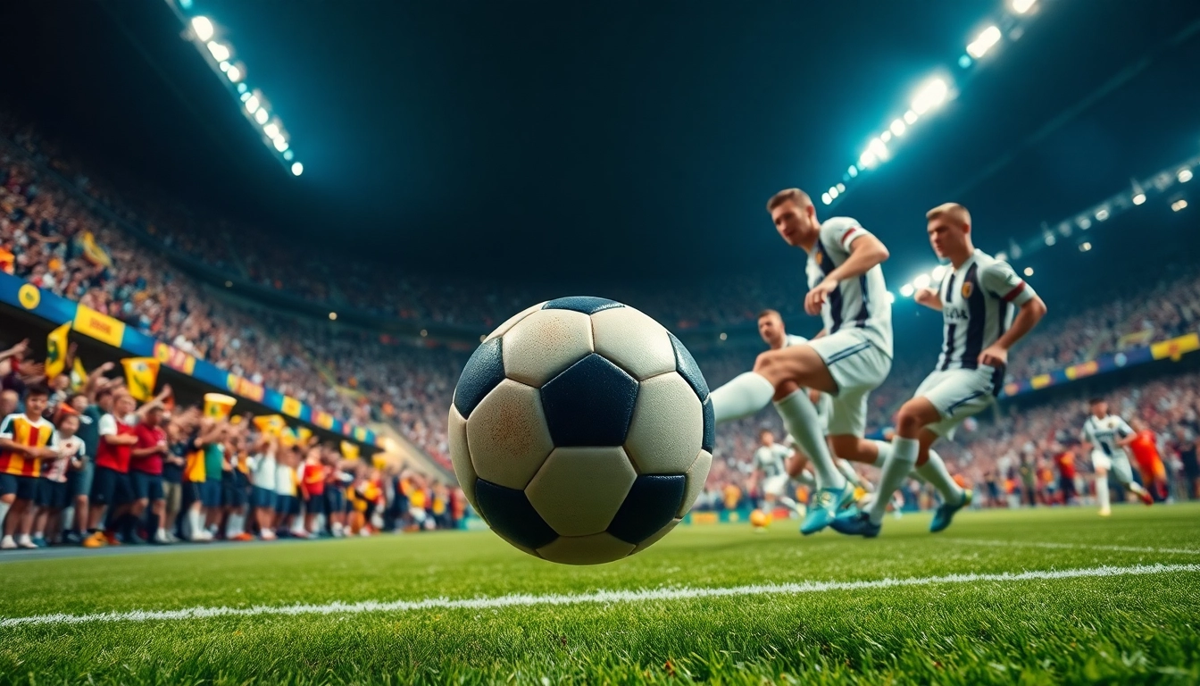 Jadwal bola mencerminkan momen intens dalam pertandingan sepak bola yang berlangsung di stadion.