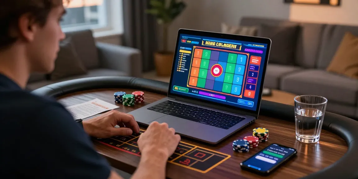 Engaging player focused on color prediction gaming at https://mycolourtrading.com/ with vibrant digital interface and urban home backdrop.