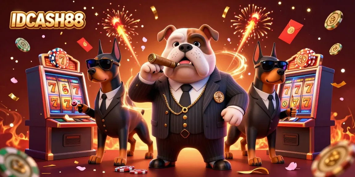 Experience engaging gameplay at IDCASH88 with the mafia boss bulldog overseeing thrilling casino action.