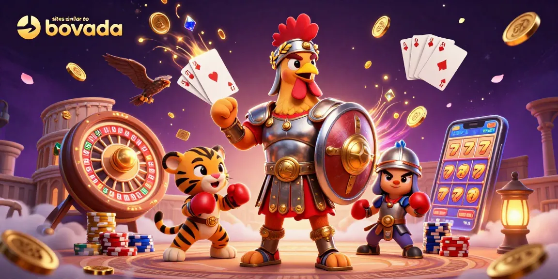Experience thrilling action with sites similar to bovada, showcasing vibrant casino elements and engaging characters.