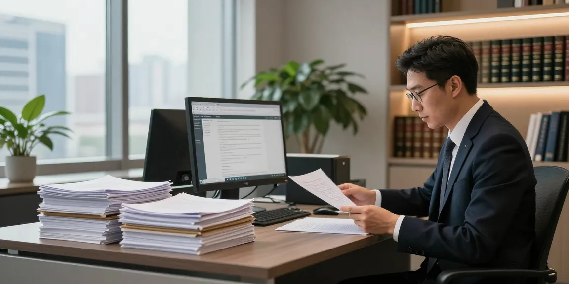 Hop over to this site for a glimpse of a professional law office scene with a lawyer focused on legal documents.
