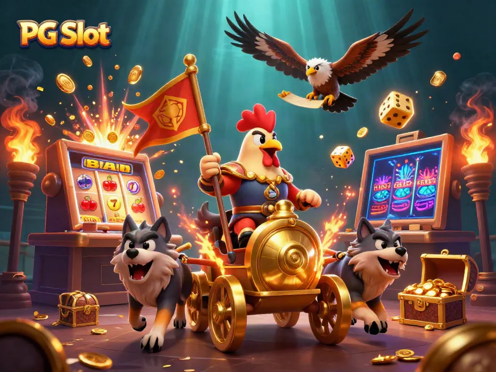Experience the thrill of PG Slot with cartoon warriors amidst a jackpot explosion