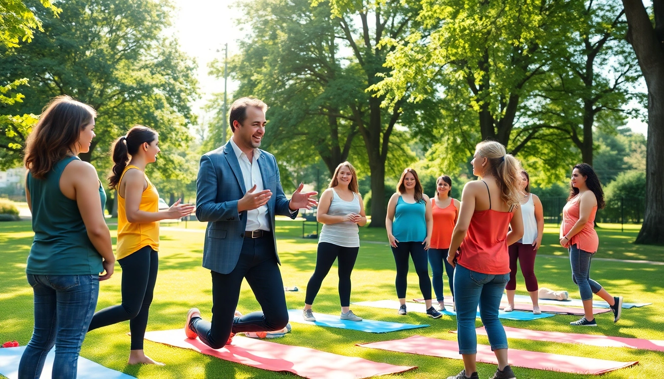 Engaging session on Healthy Life principles in a vibrant outdoor park setting.