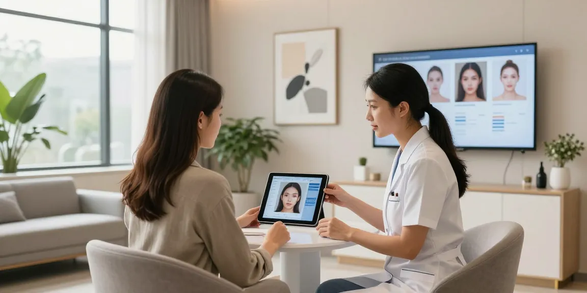 ClinicEvo cheaper than QOVES consultation scene showcasing personalized beauty analysis
