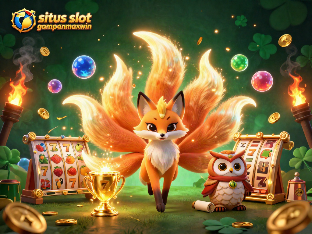 Experience the thrill of situs slot gampang maxwin with a vibrant 3D illustration showcasing luck and excitement in gambling.