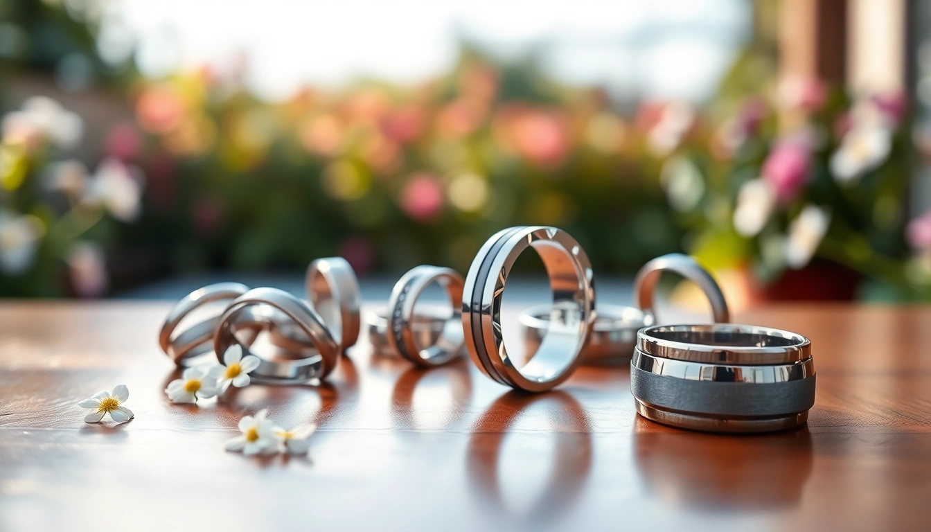 Showcase of tungsten metal rings highlighting unique designs and craftsmanship.