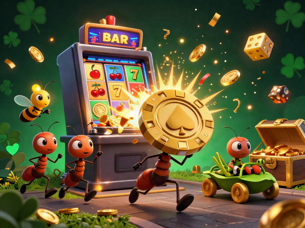 Experience the thrill of 79king đăng nhập in a dynamic scene with cartoon ants and casino elements.