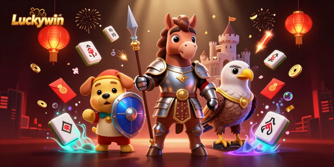 Engage with Luckywin's dynamic gaming experience featuring lively characters and vibrant casino elements.