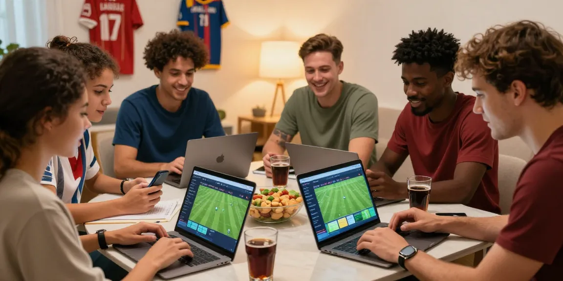 Friends engaged in sports betting analysis with WWBOLA's platform.