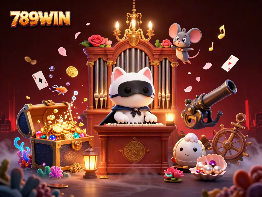 Engage in thrilling gaming action with 789WIN at a vibrant casino featuring exquisite characters.