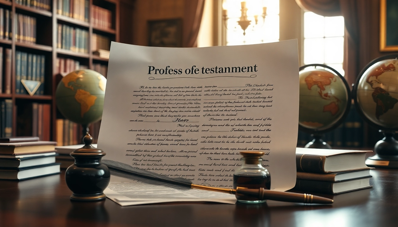 Testament auf einem Schreibtisch mit eleganten Details in einer professionellen Umgebung.