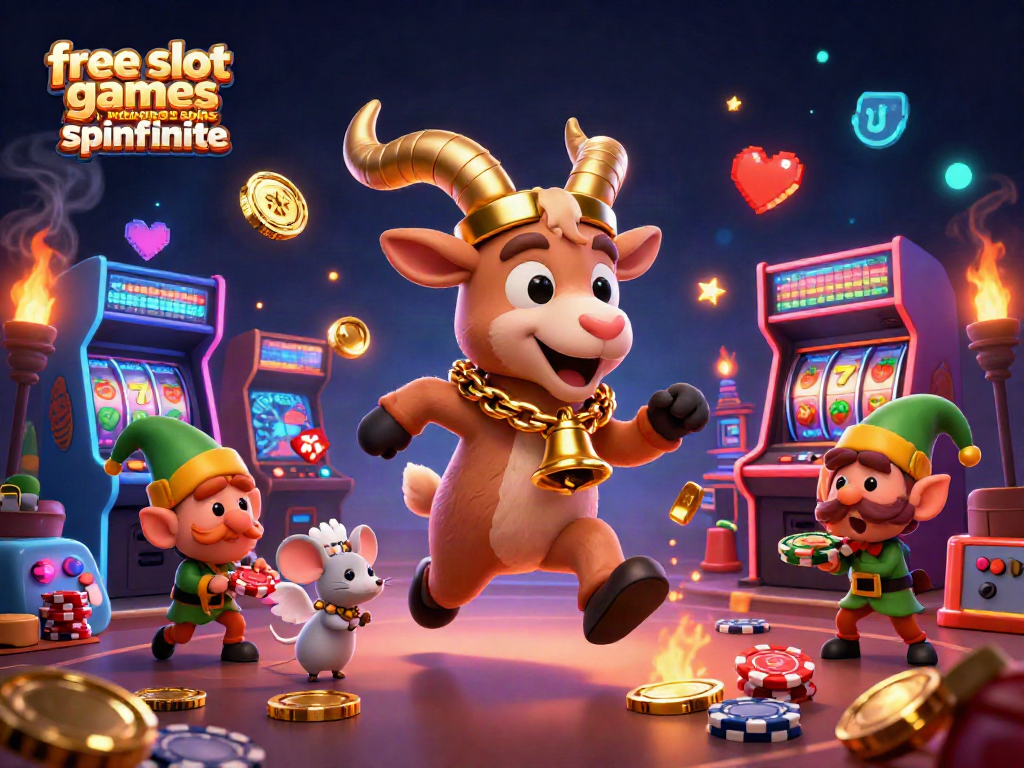 Engage with free slot games with bonus spins spinfinite featuring colorful casino elements and characters.