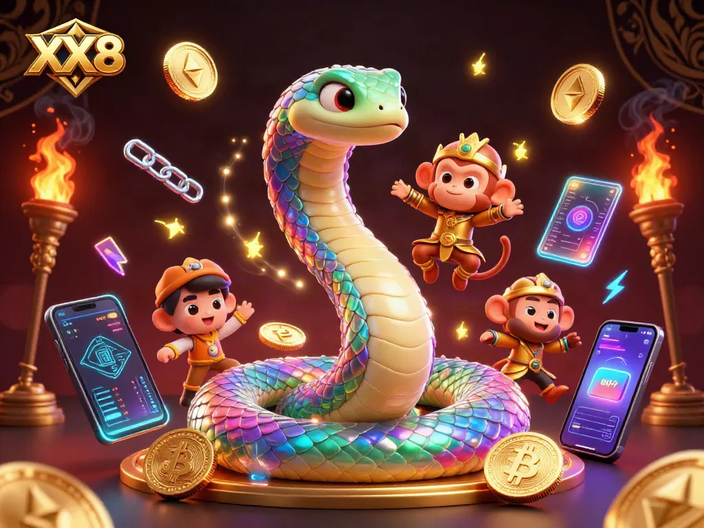 Experience thrilling gameplay with XX8 where a rainbow serpent and monkey king create a magical casino adventure.