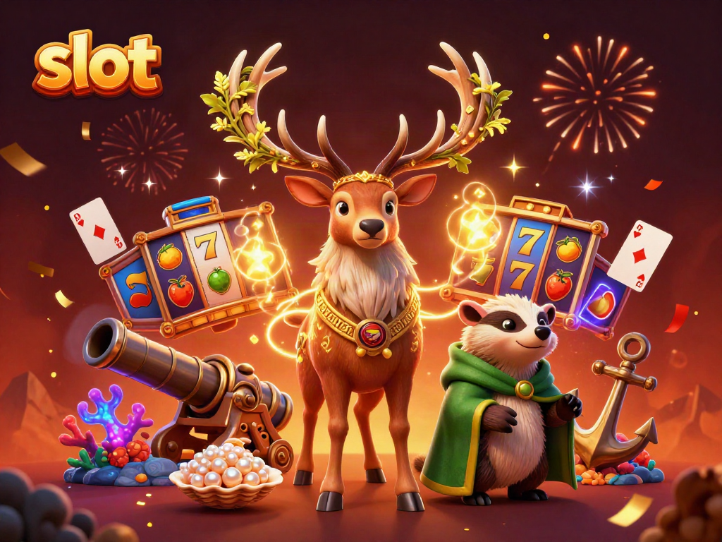 Engage with thrilling slot gameplay featuring a Celtic stag and druid elements in vibrant 3D art.