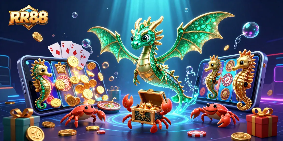 Experience the thrill of RR88 casino with a vibrant sea dragon and exciting slot games!