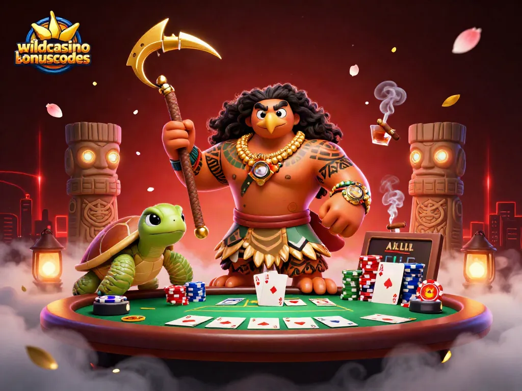 Engage with wildcasinobonuscodes in an exciting poker scene with vibrant characters and dynamic elements.