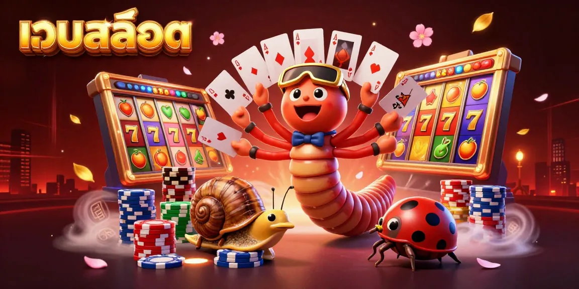 Engage with เว็บสล็อต's thrilling gameplay as a whimsical dealer entices players with colorful slot reels and exciting wins.