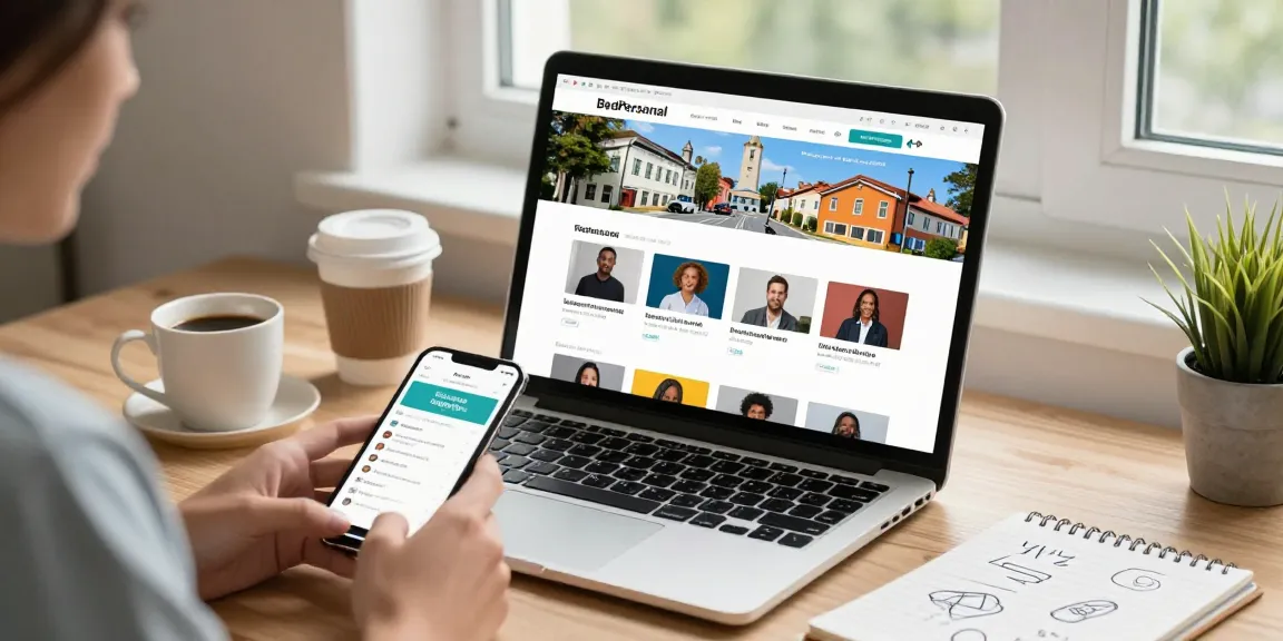 Users browsing BedPersonal for local classified ads, showcasing community connection and engagement.