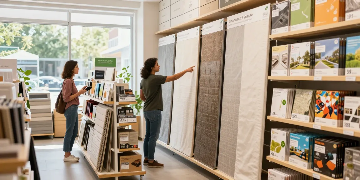 Shopsmart e-commerce retail scene showcasing eco-friendly floor solutions with engaged customers.