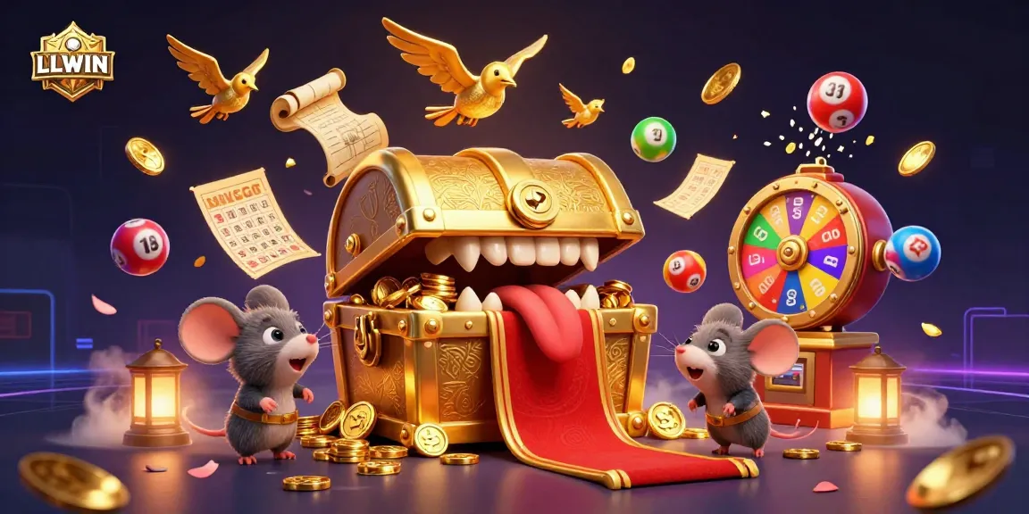 Engage with LLWIN's vibrant 3D casino scene full of excitement and iconic gaming elements.